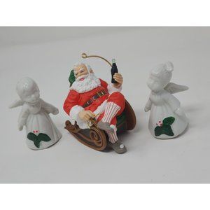 1997 Hallmark Coca Cola Santa Ornament 2Made In Taiwan Kissing Angels Decoration